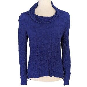 Sno Skins Women's XS Royal Blue Cowl Neck Textured Stretch Top